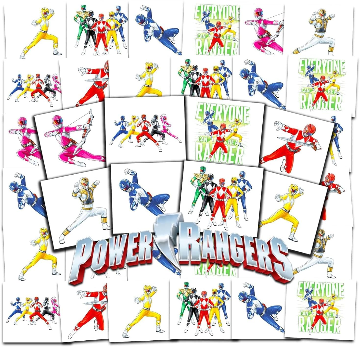 Power Rangers Temporary Tattoos Party Favors Bundle ~ 70+ Perforated Individual 2" X 2" Power Rangers Tattoos for Kids Boys Girls (Power Rangers Party Supplies MADE in USA) image number 2