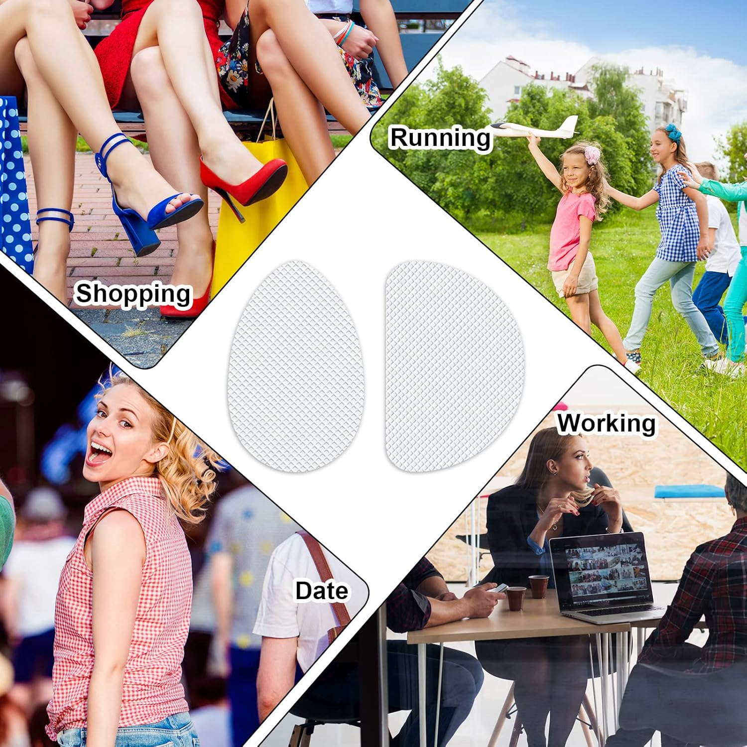 Timtin 9 Pcs Shoe Sole Protectors Self Adhesive Nonslip Pads anti Slip Shoe Grip Sticker for High Heels, Rubber Silicone Resistant High Heels (5.1 X 3.15 X 0.04 Inch), White, 5.1 X 3.15 X 0.04 Inch image number 1