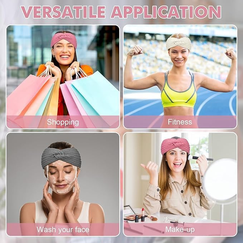 Pack of 3 Children'S Girls' Headbands, Chunky Knit Headbands, Braided Winter Headbands for Women and Girls, Ear Warmers, Crochet Head Wraps, Warm and Stylish image number 1