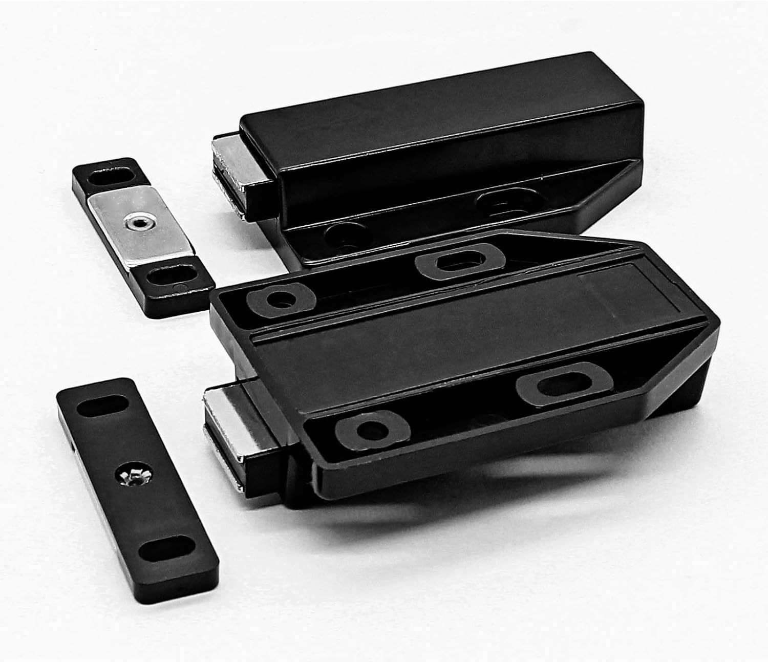 Hitefu 2PCS Magnetic Push Latches, Heavy Duty Magnetic Touch Latches, Push to Open Cabinet Catch Hardware for Large Doors Cabinet Cupboard Drawer Pop Out Latch(Black) image number 1