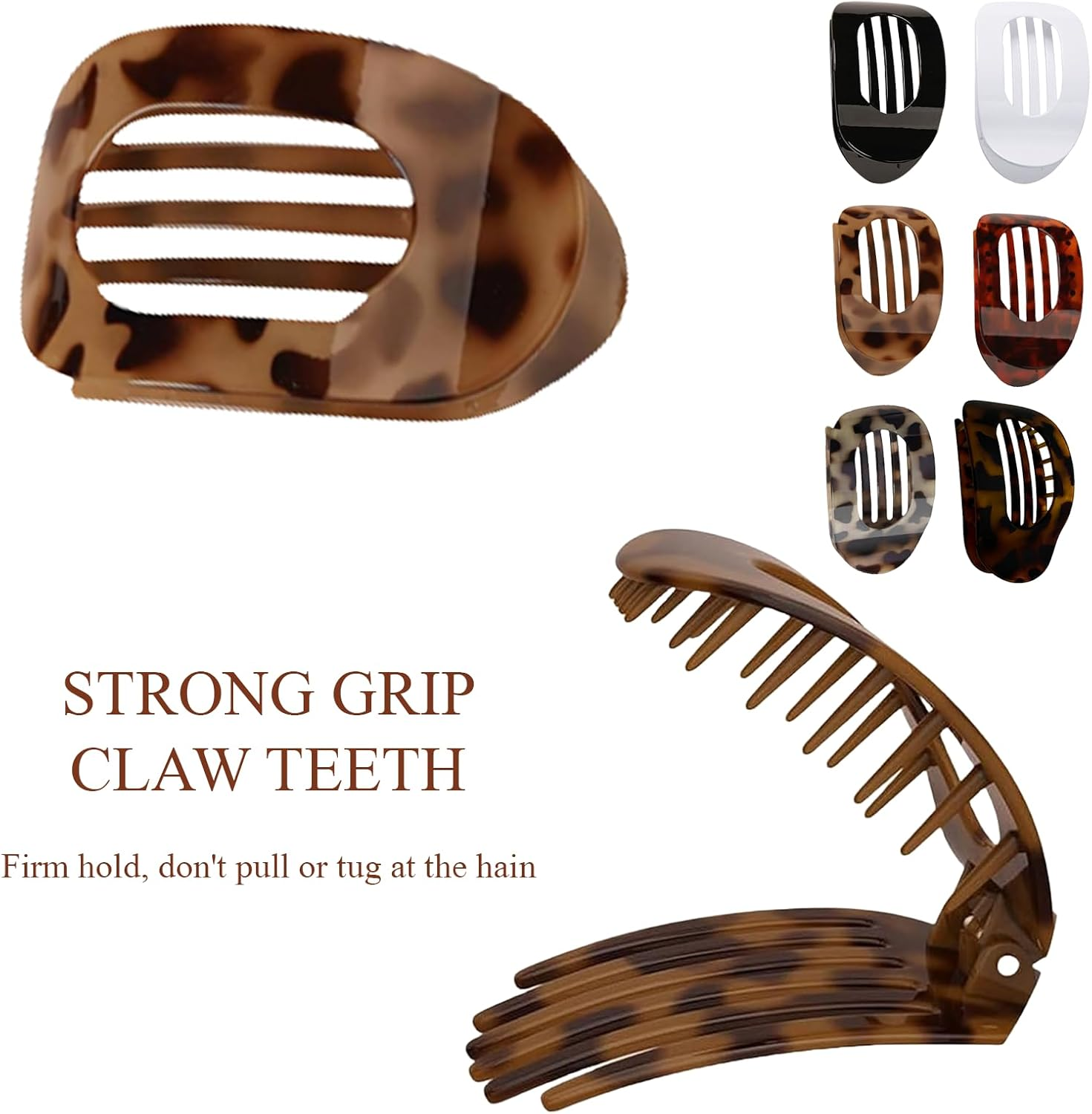 AYNKH 6 PCS Flat Hair Claw Clips for Women Fine Thick Hair, Curved Design Flat Claw Clip Strong Hold Hair Clip Accessories for Women and Girls image number 5