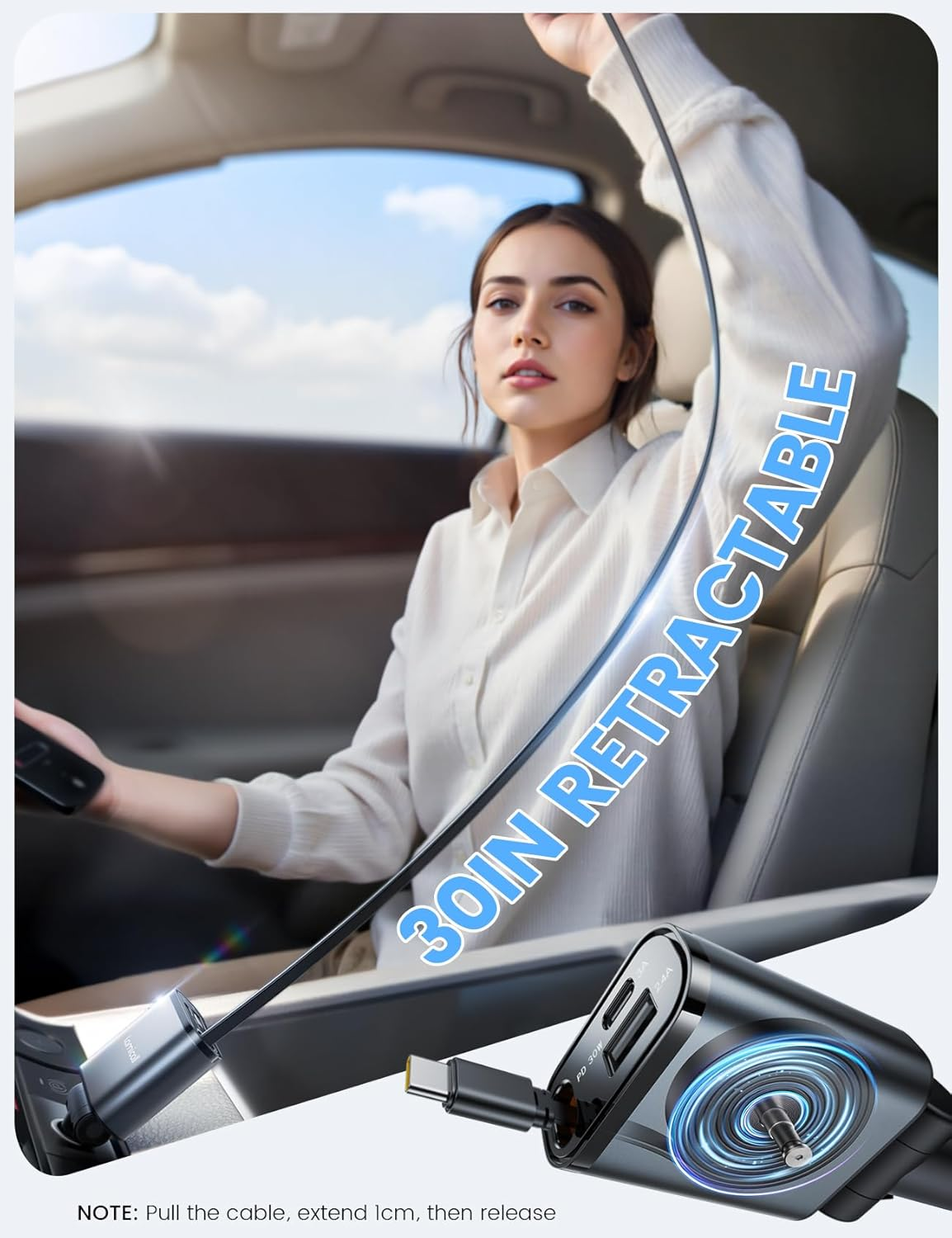 Lamicall Retractable Car Charger 3 in 1 USB C Fast Charging [Ultra-Compact, 75% Less Space] 57W Type C Car Charger Fit Iphone 16 16E 15 Pro Max plus Samsung Galaxy S25 S24 Ultra Pixel Android image number 6