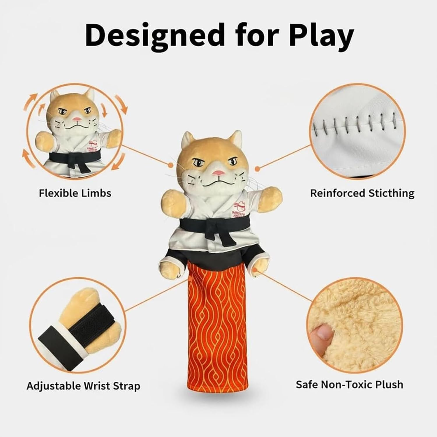 Karate Kitty Cat Wrestling Puppet with Protective Forearm Sleeve, Interactive Hand Biting Toy for Play, Safe Boxing Puppet with Tough Padding for Kittens and Adult Cats (1Pc) - 2Pcs image number 5