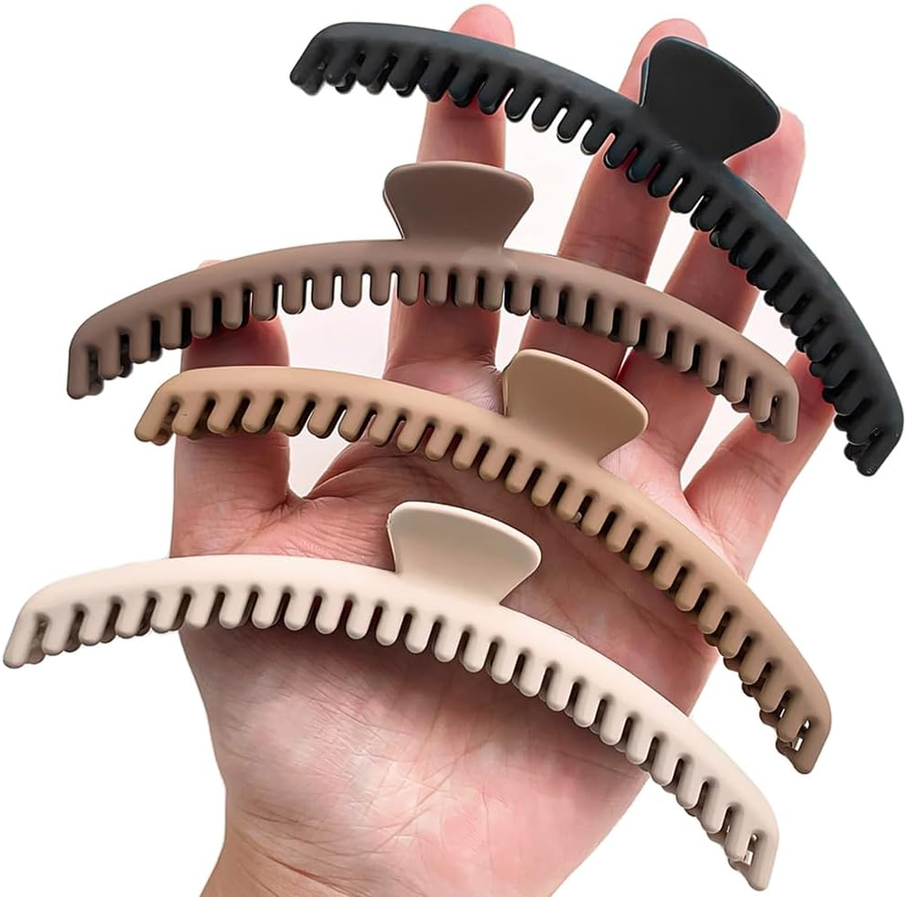 Hold Everything Hair Flat Claw Clip 4 Pcs, Flat Hair Clips with 52 Teeth for Thick and Thin Hair, Non-Slip, for Women Straight and Curly image number 6