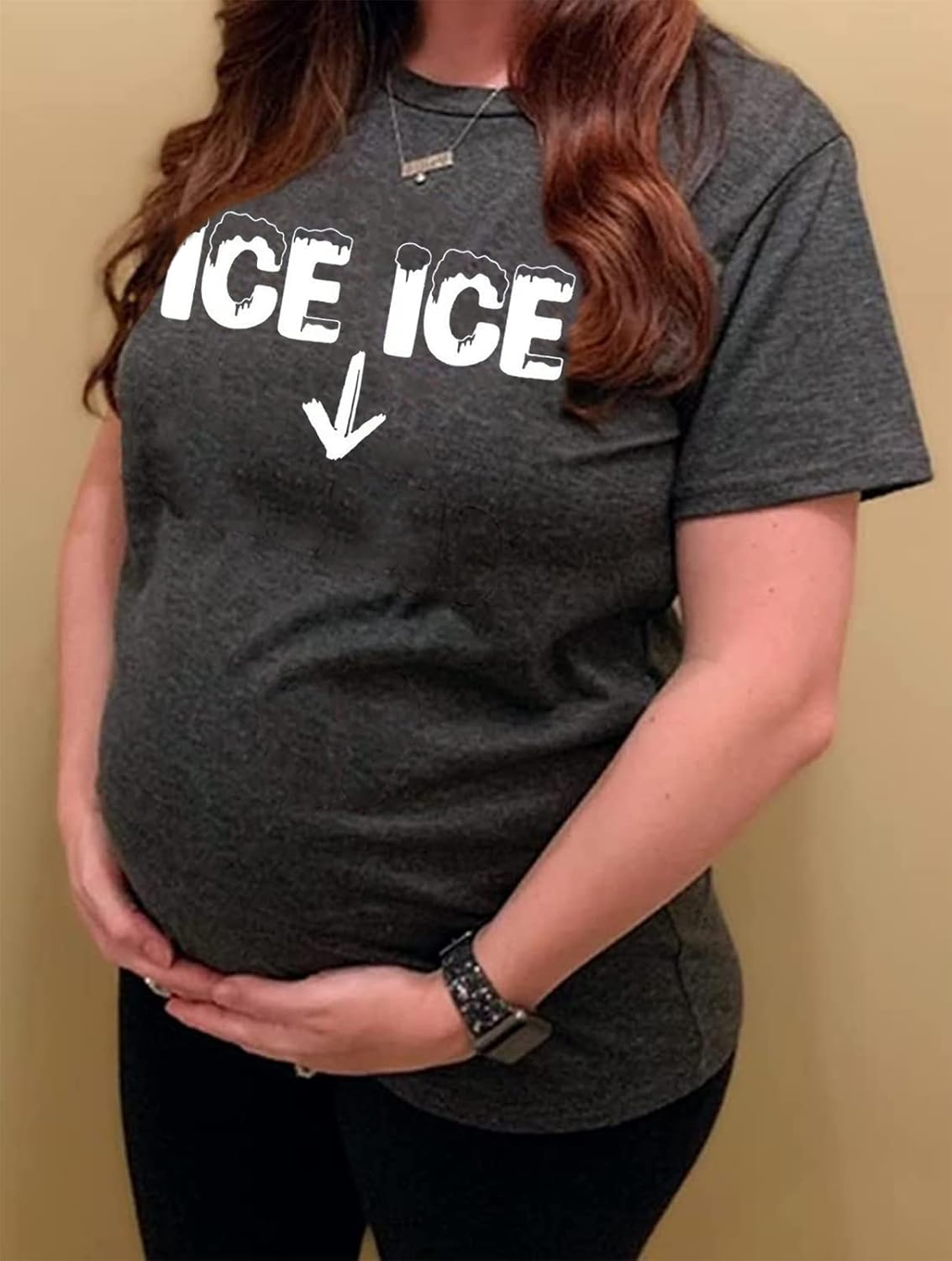 Ice Ice Baby Maternity T-Shirt Women Pregnancy Announcement Shirt Funny Letter Print Pregnant Mom Tee Tops image number 4