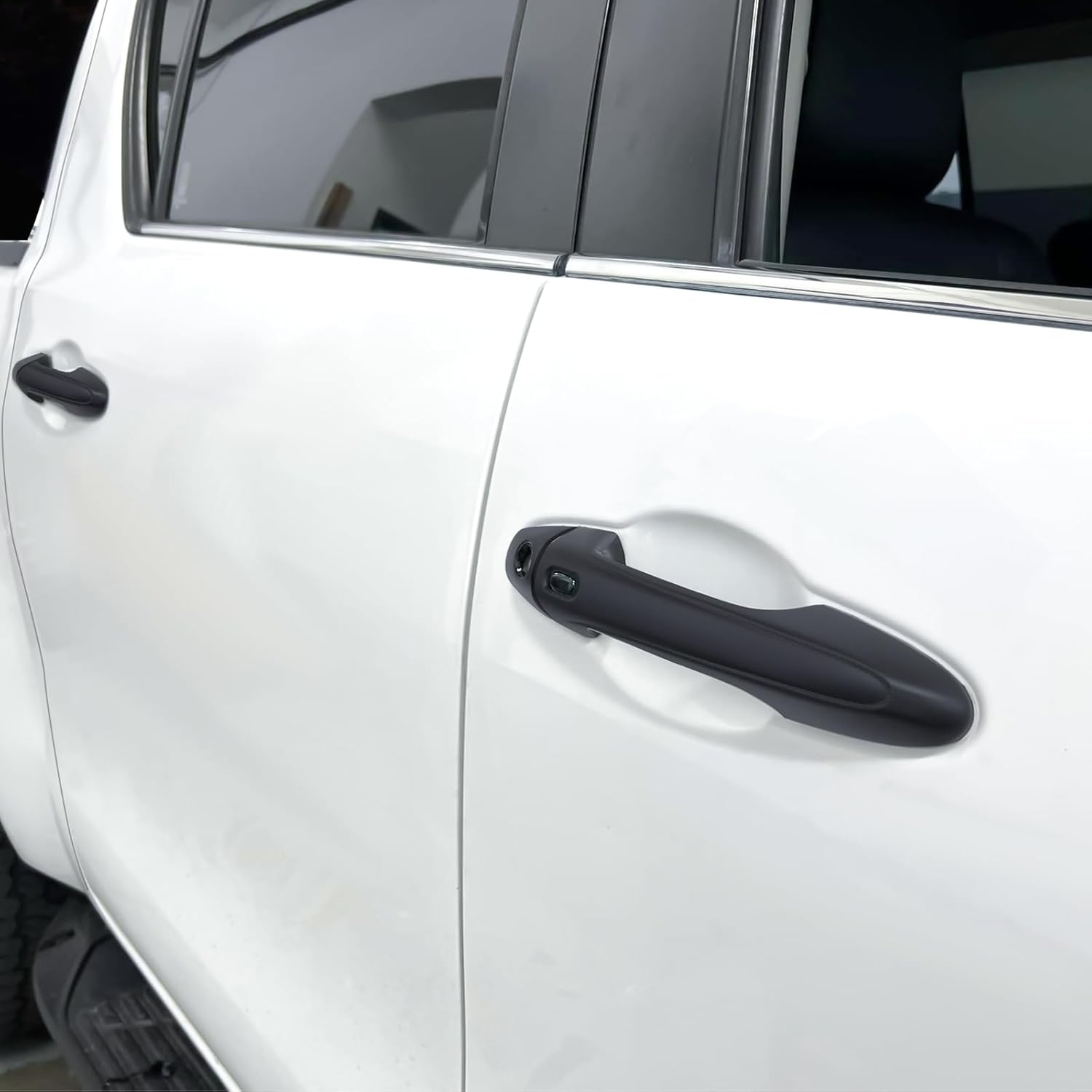 SUERAUTO4X4 Door Handle Cover for Toyota Hilux N80 2015-2024 Revo with Smart Keyless Entry, Matte Black Car Door Handle Scratch Protector Cover Trim Exterior Accessories, 4 Door image number 3