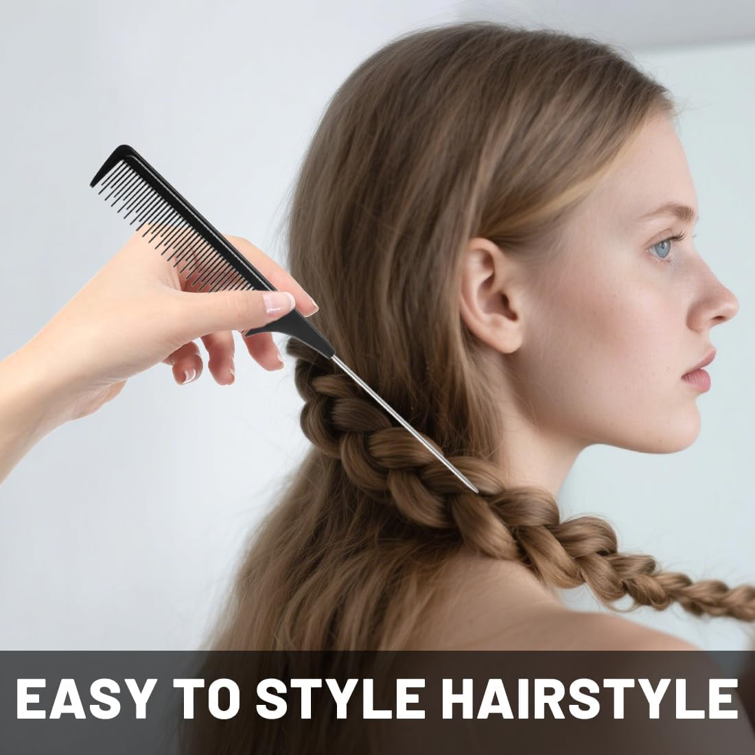 JRYXDS Set of 3 Tail Combs Fine Tooth Comb Professional Hairdressing Comb Antistatic Heat Resistant Teasing Hair Comb for Men and Women image number 5