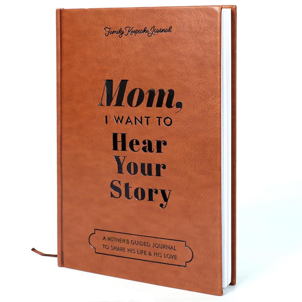 Geli I Want to Hear Your Story, a Father'S or Mother Guided Journal Book to Share His/Her Life Story Journal, Dad/Mother Journal Book with Durable Leather Wrapped, Portable Journal School Supplies (Mom-Brown)