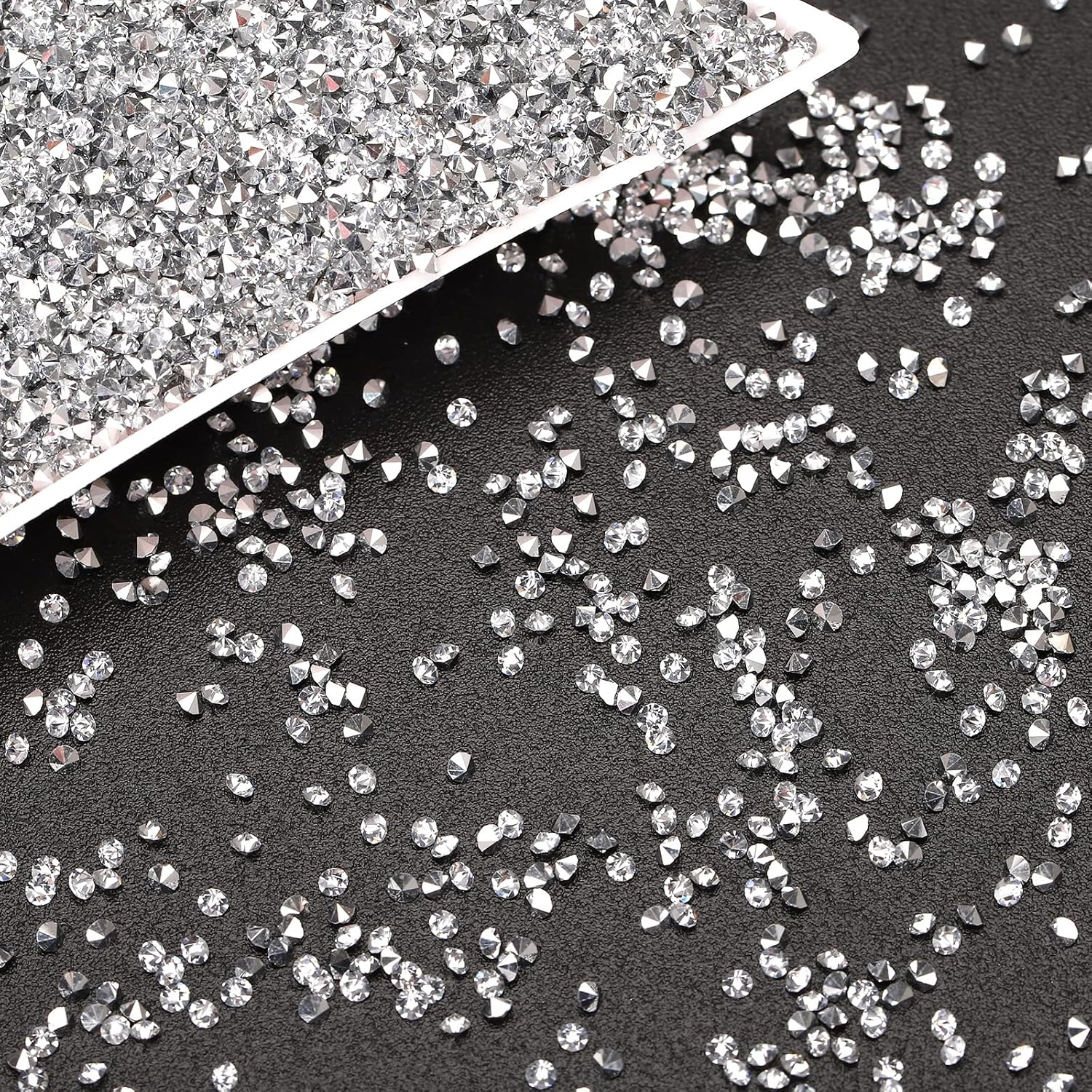 8000Pcs 1.2Mm Glass Silver Nail Art Rhinestones-Pixie Dust Nail Crystals Small Gems Stones-Micro Nail Glitter Beads Tiny Jewels Jewelry-Mini Rhinestone Little Diamonds for Acrylic Nails Charms Crafts - Hematite image number 4