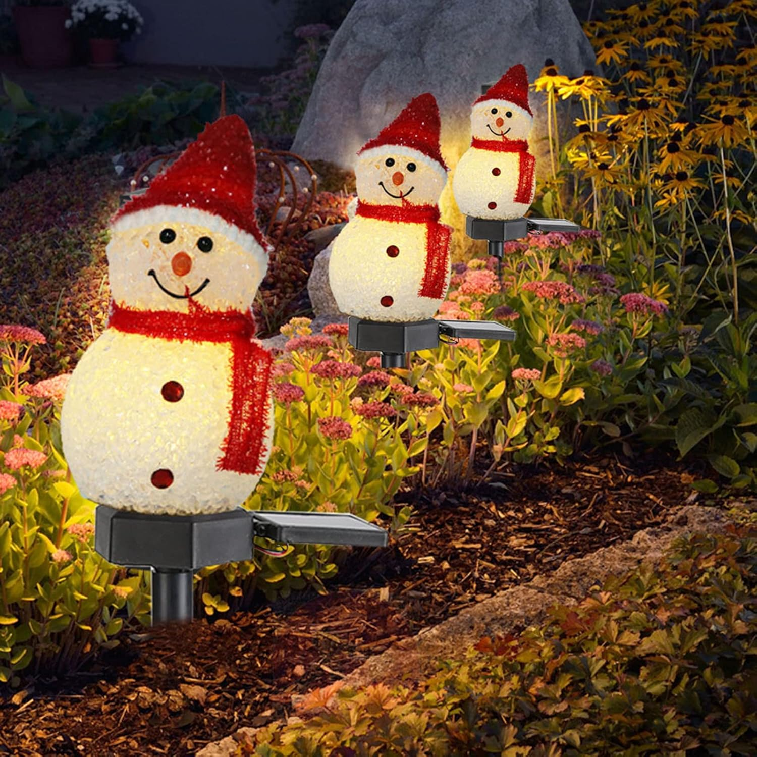 Waterproof LED Solar Energy Saving Snowman Christmas Garden Light Outdoor Decoration Courtyard image number 1