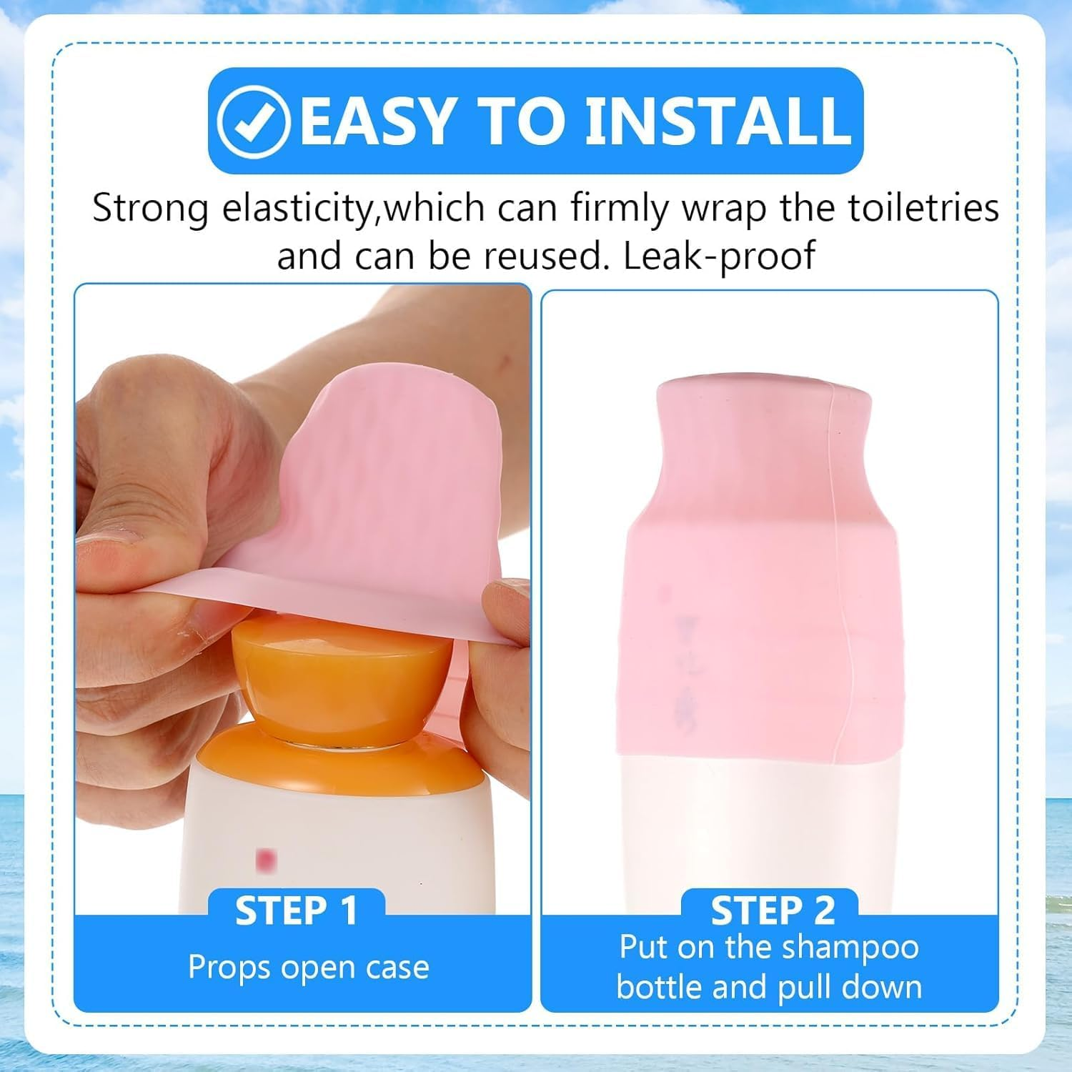 Silicone Bottle Covers,8 Pack Cruise Ship Essentials,H HOME-MART Travel Accessories Luggage for Women Men, Travel Essentials for Women Men,Leak Proofing, Fit Most Travel Size Bottles Toiletries image number 2