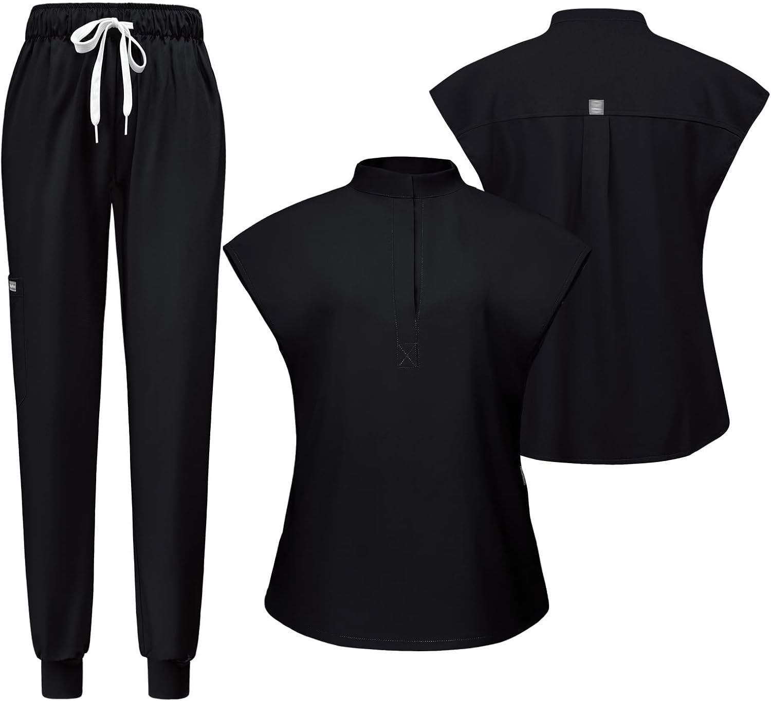 Meichoon Women'S Medical Scrubs Separate Set Stand-Up Neck Stretch Top with 2 Side Pockets Tapered Yoga Pants Soft & Wrinkle Resistant DK55