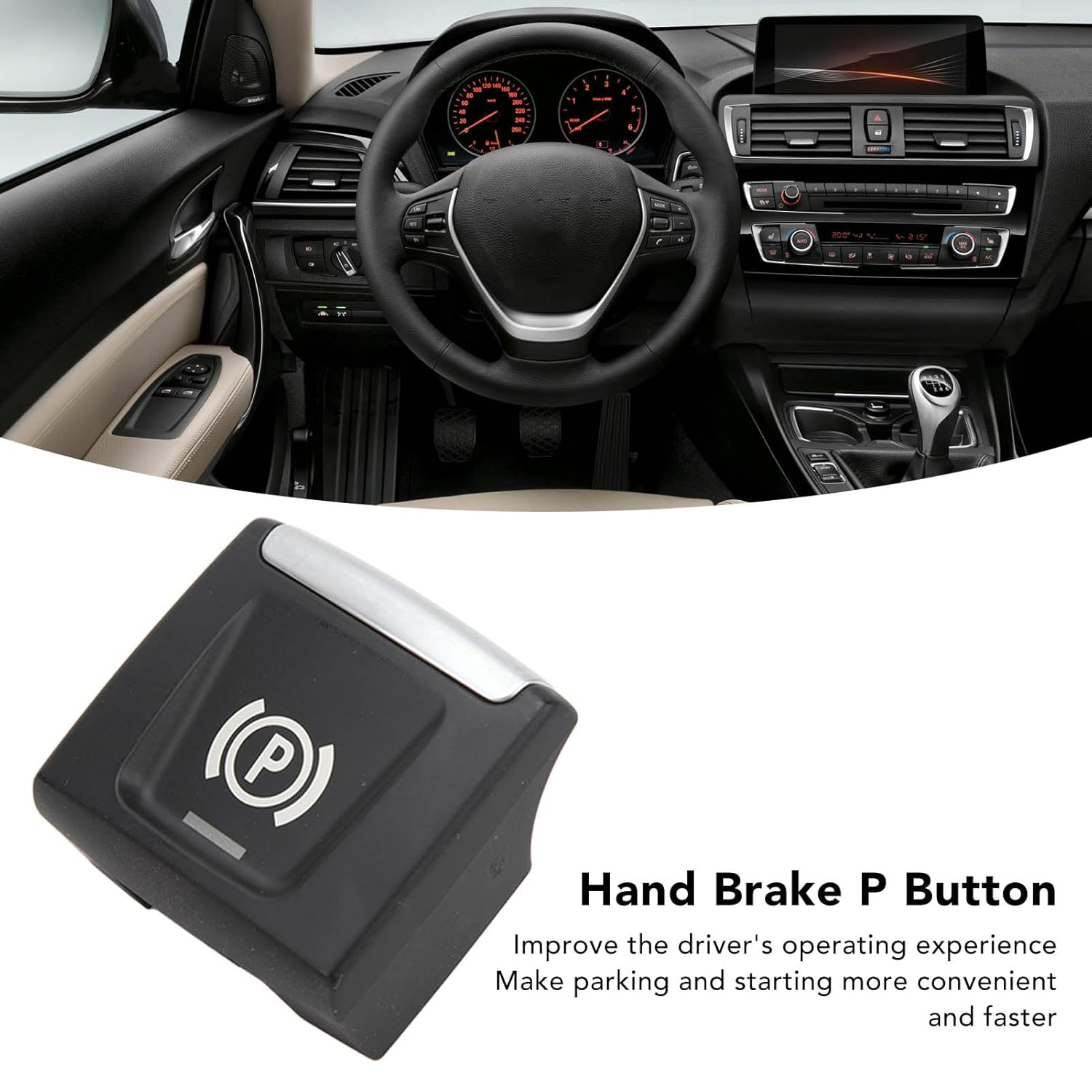 Handbrake Button, Car Emergency Parking Brake Handbrake Button Switch, Hand Brake P Button Cover, Improve for 1 Series F20 F21, and 2 Series F22 F23 F45 F46 F44 image number 3