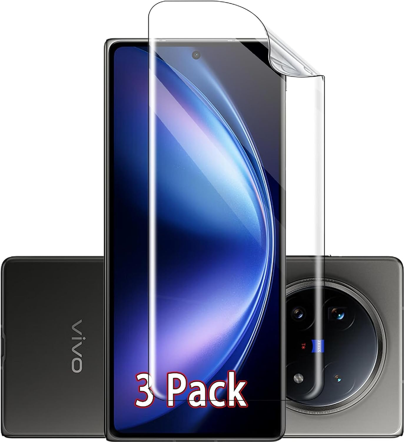 GIOPUEY Pack of 3 Screen Protectors Compatible with Vivo X Fold 5, Ultra Thin Flexible TPU, Scratch-Resistant, Compatible Case, Oil Resistant, Smooth - Clear image number 3