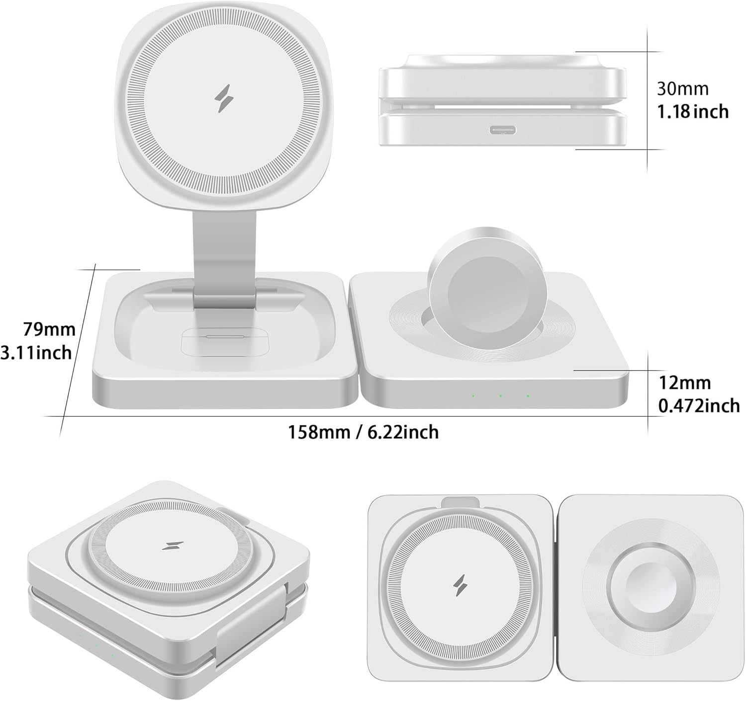 3In1 Wireless Charger Station Portable Travel Charger Wireless Charger Pad Magnetic Charger Stand for Iphone 17 16 15 14 13 12,Iwatch 11/Ultra3/10/Ultra 2/9/Ultra/8/Se2/7/6/Se/5/4/3/2,Pods4/Pro/3/2 image number 3