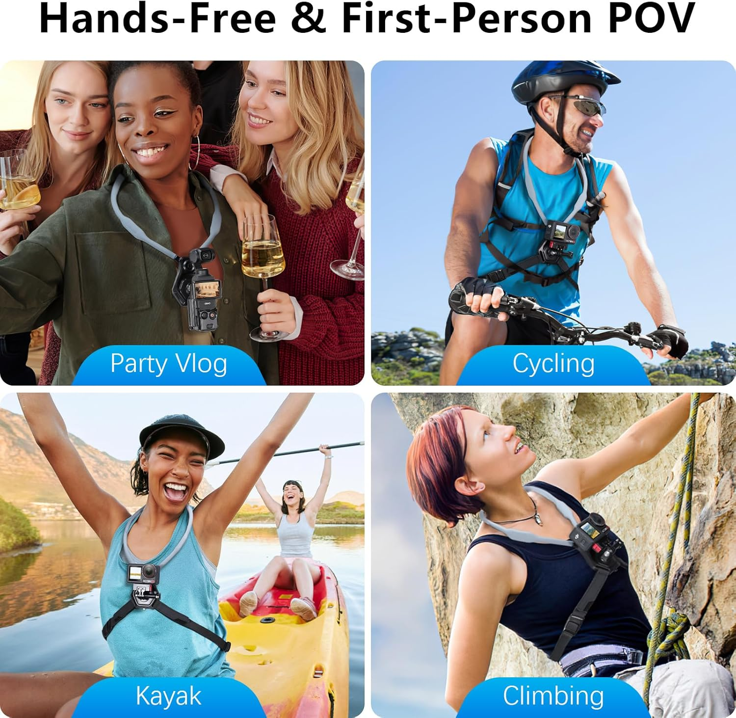 AMAZEAR Magnetic Neck Holder for DJI OSMO Pocket 3 Action 6 Insta 360 X5 Camera Accessory, Comfortable Hands-Free Chest Mount First-Personal POV VLOG, for Go-Pro, for Xtra Edge Muse image number 5