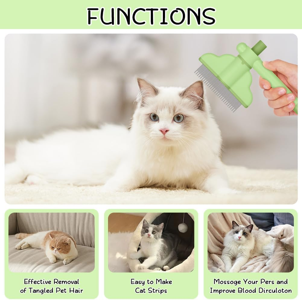 OFFCUP Fellblitz Brush for Cat, Self-Cleaning Cat Comb with Rotating Comb Head and Release Button, Cat Brush, Flea Comb, Cat Dog Comb, Pet Brush for Pet Beauty Care