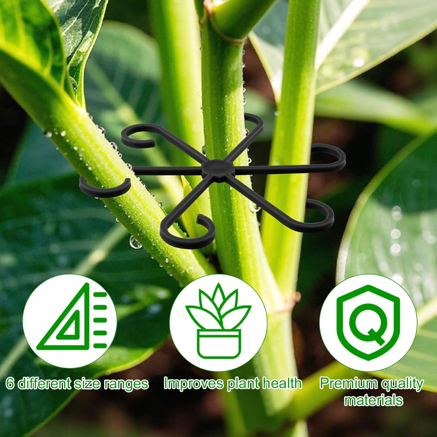 6Pcs Plant Stem Supports, Reusable Monstera Plant Stakes Sturdy Leaf Buddy Support Green Plants Propagation Holder Climbing Houseplant Trellis for Indoor Plants Healthy Growth Rack (Black) image number 3