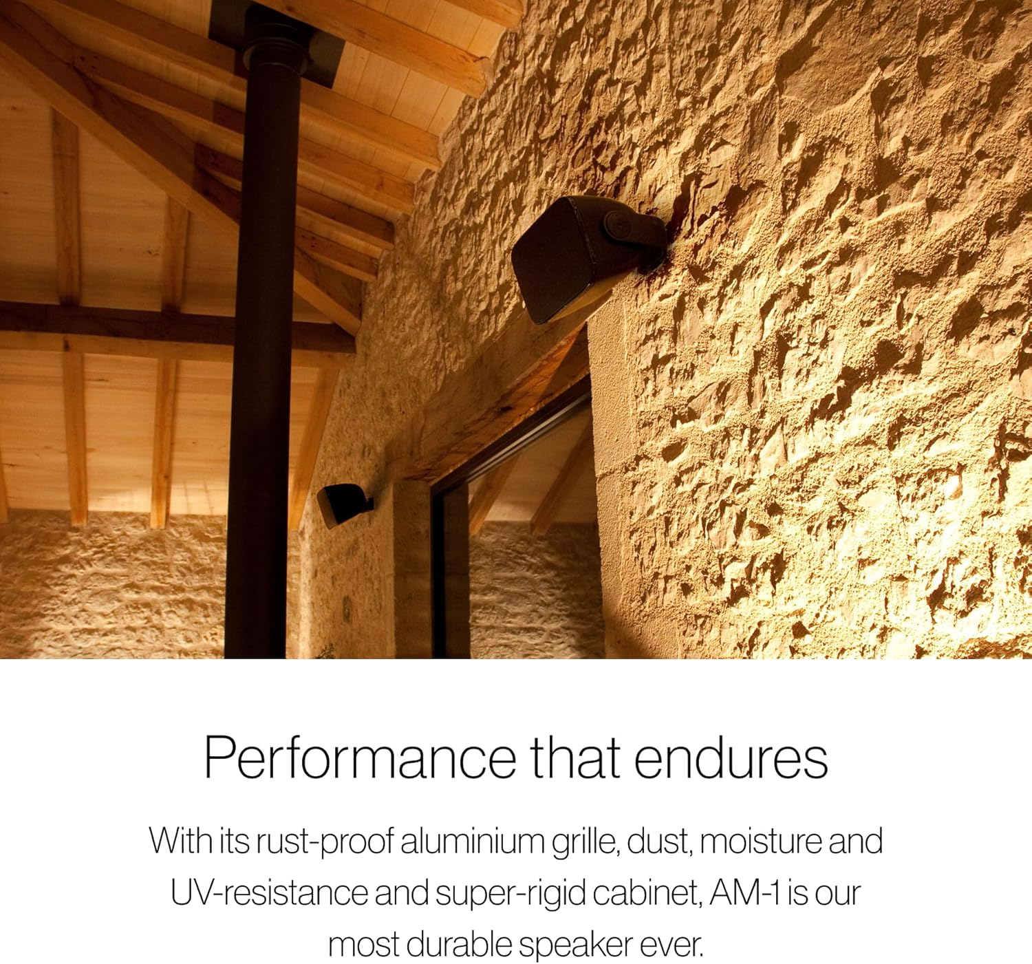 Bowers & Wilkins AM-1 BK (Set) Weather-Resistant Speaker, High-Performance Nautilu Tweeter & Deep Bass Radiator, Durable All-Season Design with Adjustable Wall Mount, Black - White image number 4