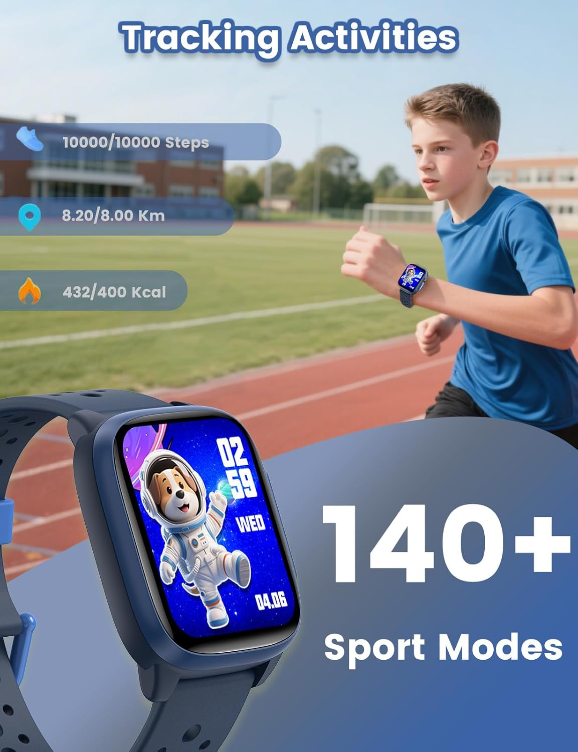 ZONEY Smart Watch for Kids, Christmas Birthday Gift Watch with Flashlight, IP68 Waterproof 1.5" Fitness Tracker, 12 Games Pedometer,Heart Rate,Sleep Monitor with APP for Girls Boys Teens 5-16, Blue - Blue image number 6