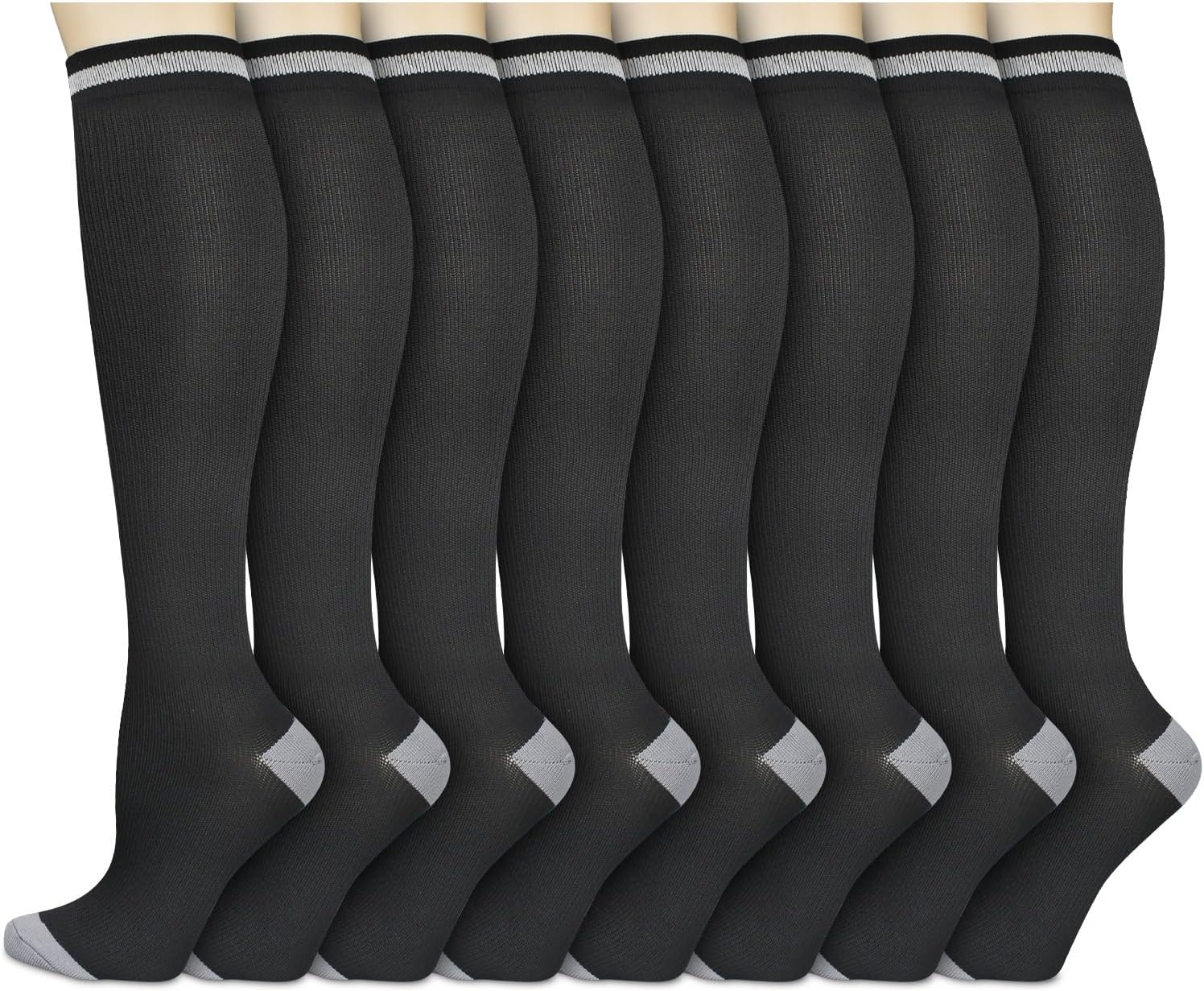 8 Pairs Compression Socks for Women & Men 15-20 Mmhg Compression Stockings for Blood Circulation,Support Socks for Running,Nurses,Athletic,Hiking,Flight,Travel,Pregnancy