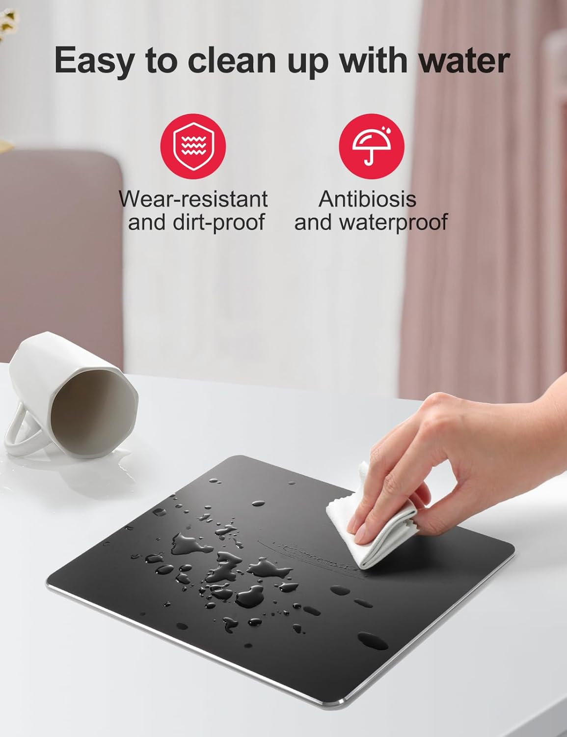 Hard Black Metal Aluminum Mouse Pad Mat Smooth Magic Ultra Thin Double Side Mouse Mat Waterproof Fast and Accurate Control for Gaming and Office(Medium 9.45X7.87 Inch) image number 1