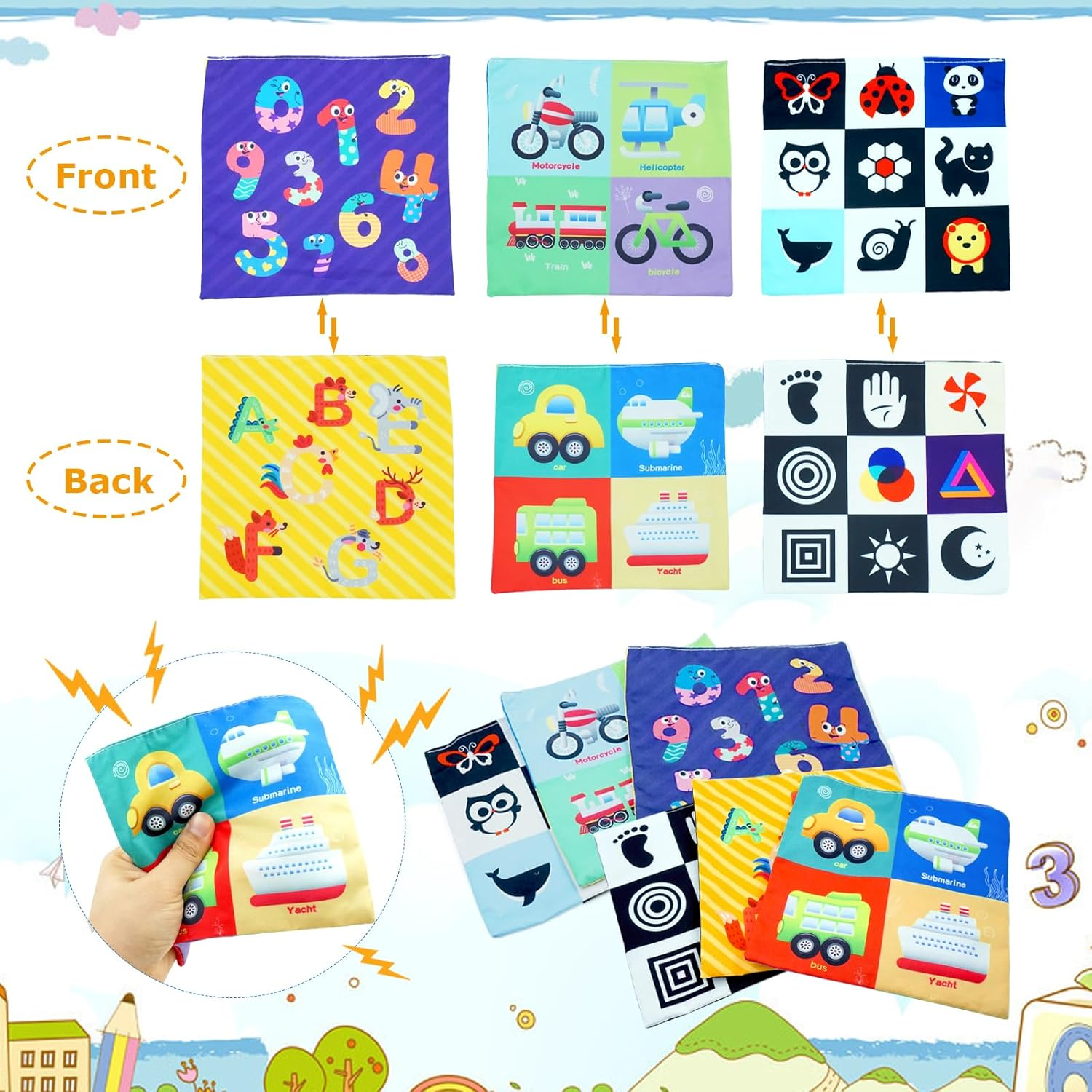 Lenamos Baby Toys 0-24Months, Tissue Box Toy Montessori for Babies 1-2 Year Old Toddlers, Soft Stuffed High Contrast Crinkle Infant Sensory Toys, Boys&Girls Kids Early Learning Newborns Gifts image number 6