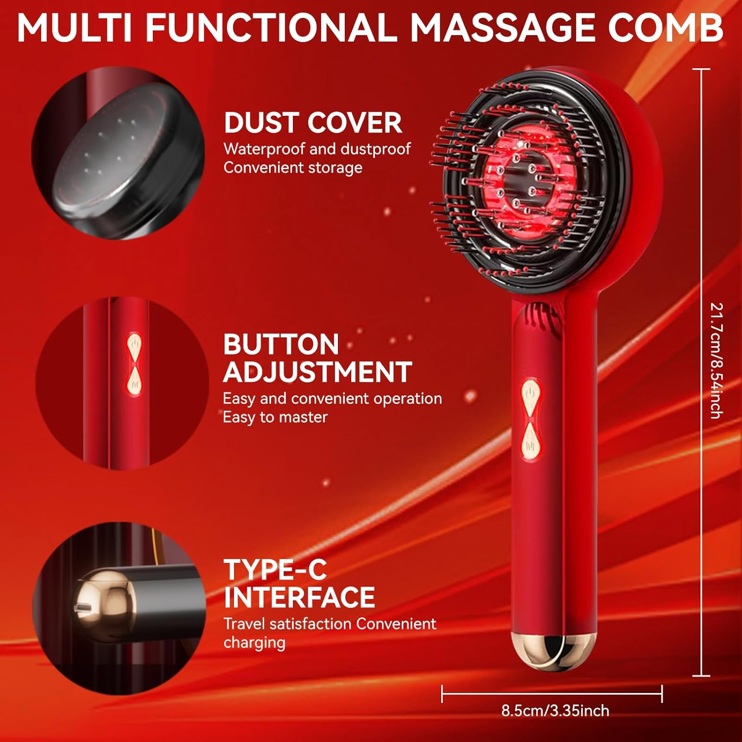 Cordless Electric Scalp Massager with Red Light & Hair Oil Applicator, Waterproof, Scalp Massager Brush Multi-Functional Shiatsu Hair Brush for Scalp, Hair, Head, Muscle Relax image number 2