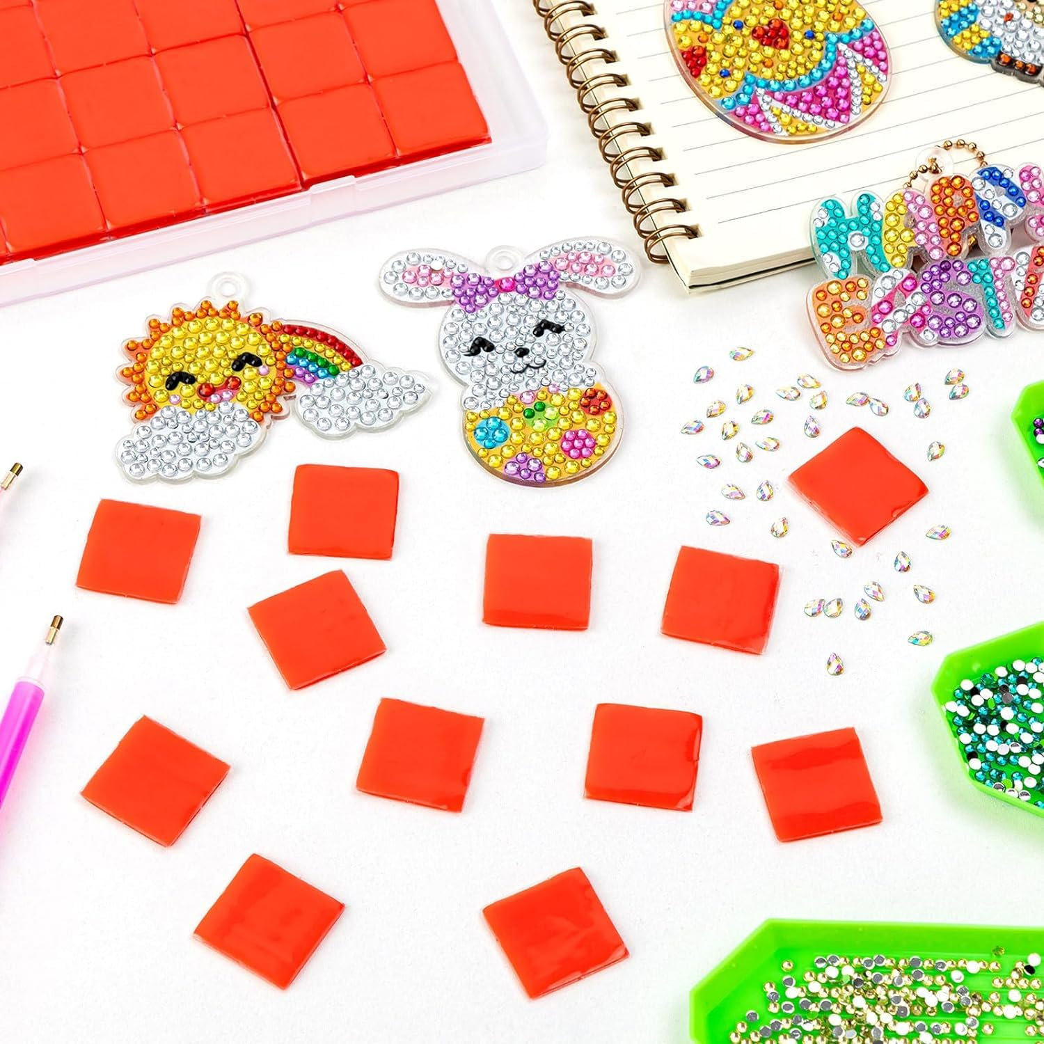 100 Pcs Diamond Art Wax, Red Painting Glue Clay DIY Diamond Embroidery Wax Tool Set with Storage Box for Embroidery Accessories Tool Set, Diamond Dot Projects (1 In) image number 5