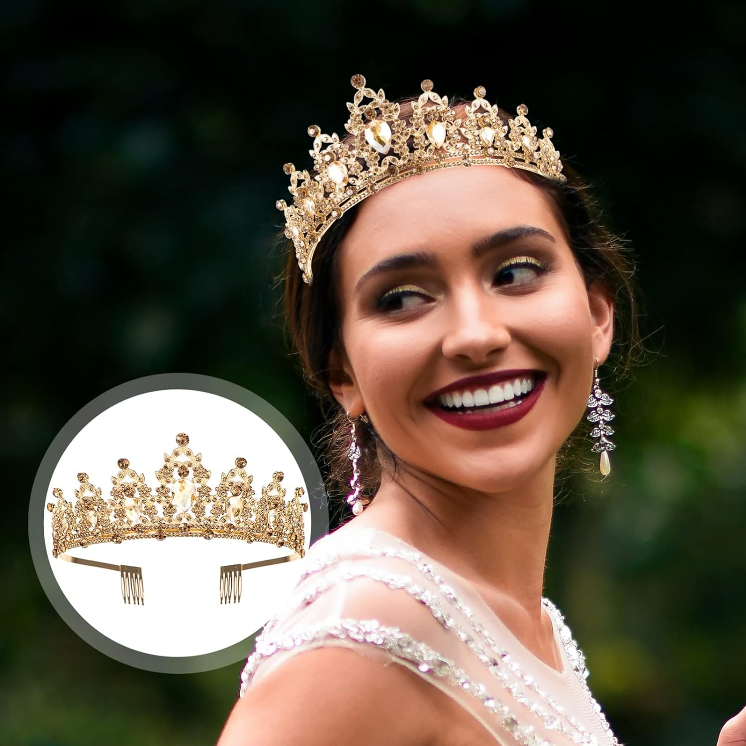 FRCOLOR Wedding Crown Rhinestone Bridal Tiara Party Crown Shining Engagement image number 5