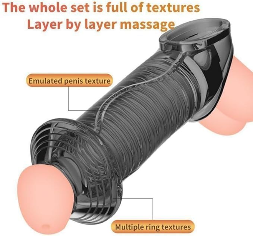 Silicone Penis Rings Sheath Male Penis Sleeve Girth Reusable Penis Sleeve Extender Enlarger Enhancing for Adult Men image number 4