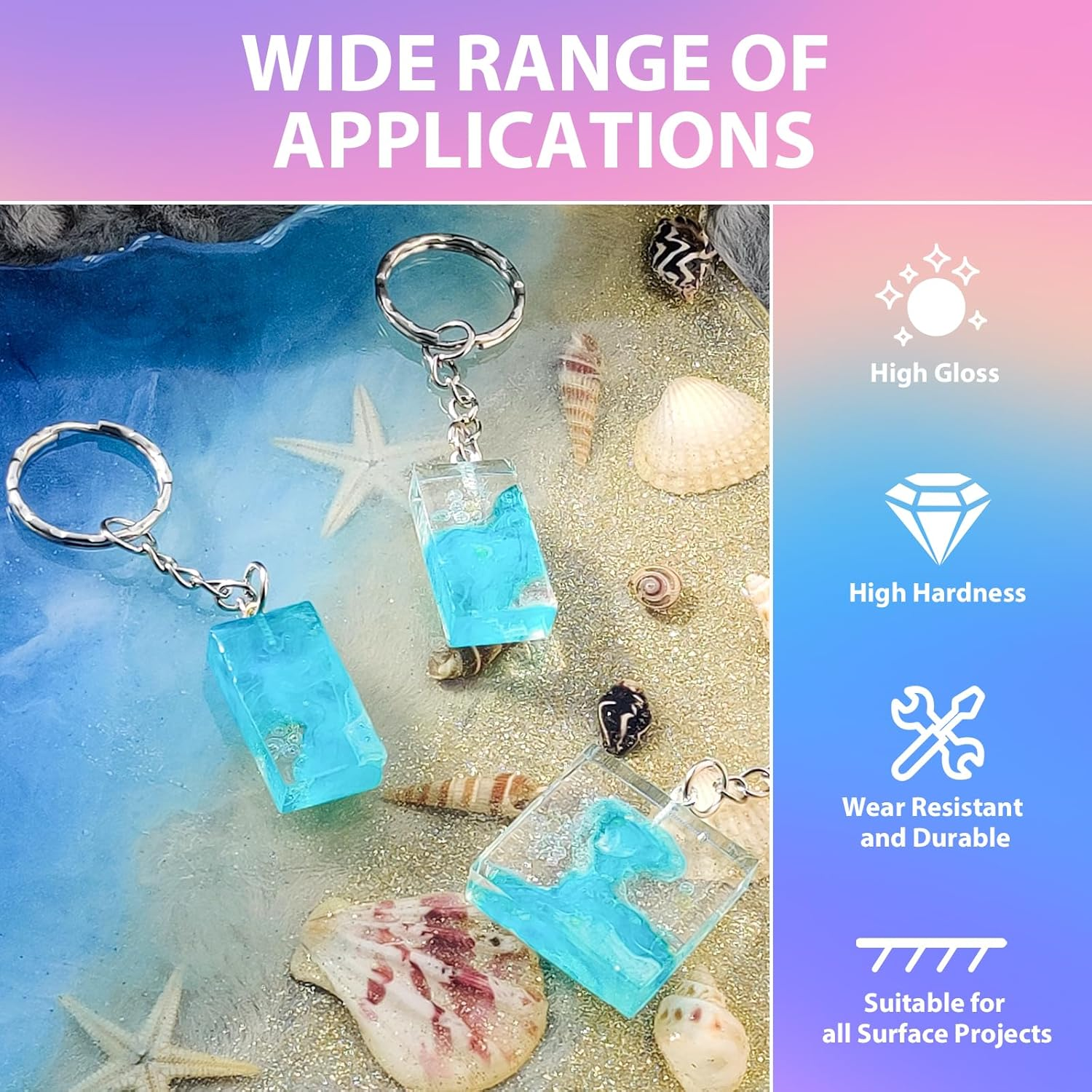 16OZ Epoxy Resin Kit, Crystal Clear Epoxy Resin, No Yellowing No Bubble Self Leveling Coating Casting Resin for Table Tops, Art Crafts, Jewelry, Molds, DIY Projects 1:1 Ratio(8Oz X 2) image number 2