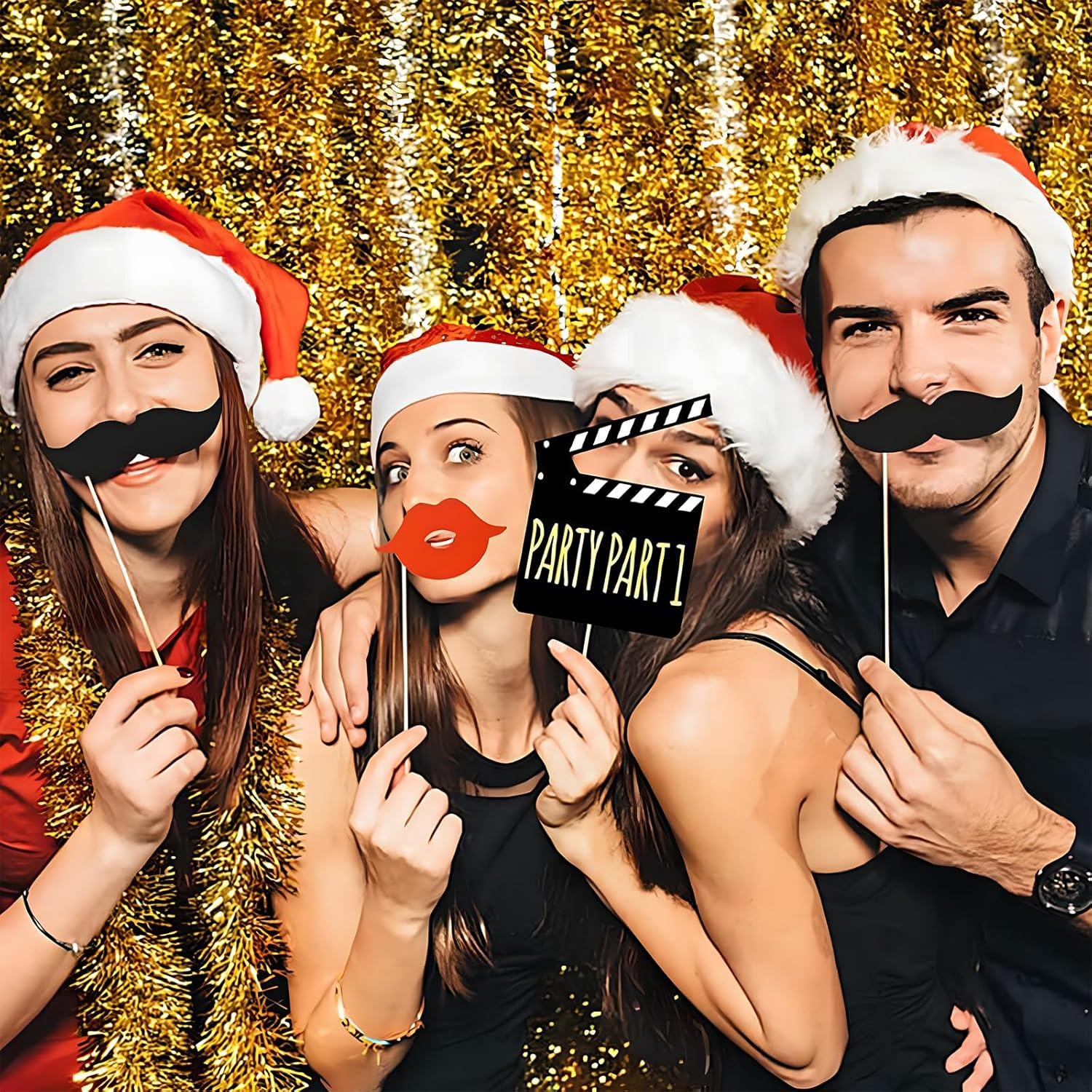 58 Party Props Photo Booth Party Favours, Photo Booth Props, Photo Booth Frame with Sticks and Stickers, for Birthday Engagement Wedding,Paper Props Fancy Paper Eyeglasses image number 2