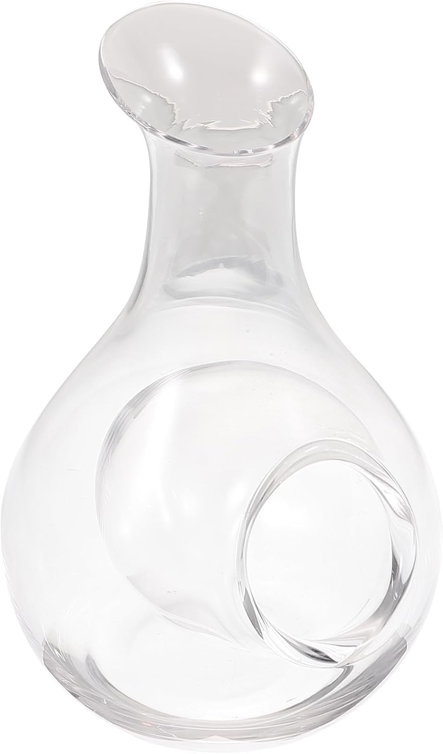 Veemoon Creative 385Ml Glass Wine Decanter with Ice Slot Inclined Mouth Red Wine Jug and Whisky Dispenser Simple Glass Dispenser Suitable for Dining and Entertaining