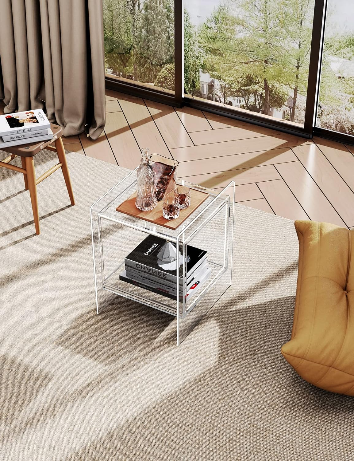 Solaround Acrylic Side Table, Nightstand Bedside Table for Bedroom Living Room, Acrylic Tables (Clear) image number 3