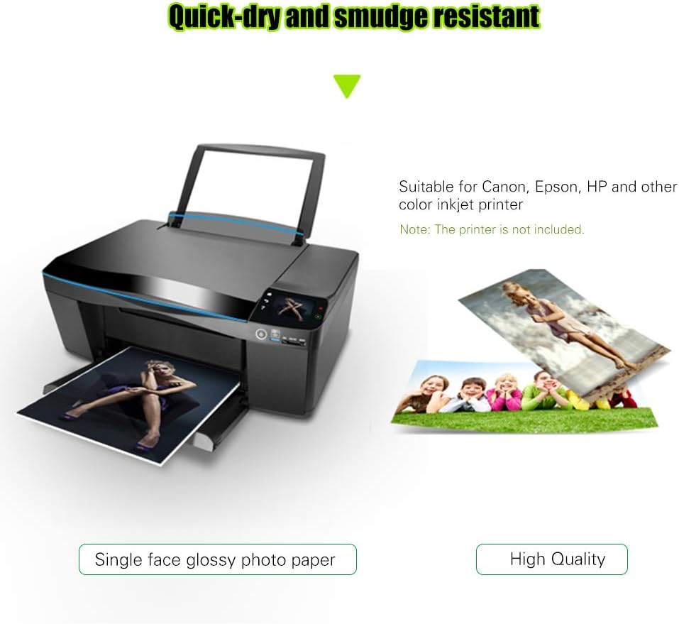 Professional A4 Size 20 Sheets Glossy Photo Paper 8.3 * 11.7 Inch 200Gsm Waterproof Resistant High Gloss Finish Surface Quick Dry for Canon Epson HP Color Inkjet Printer image number 3