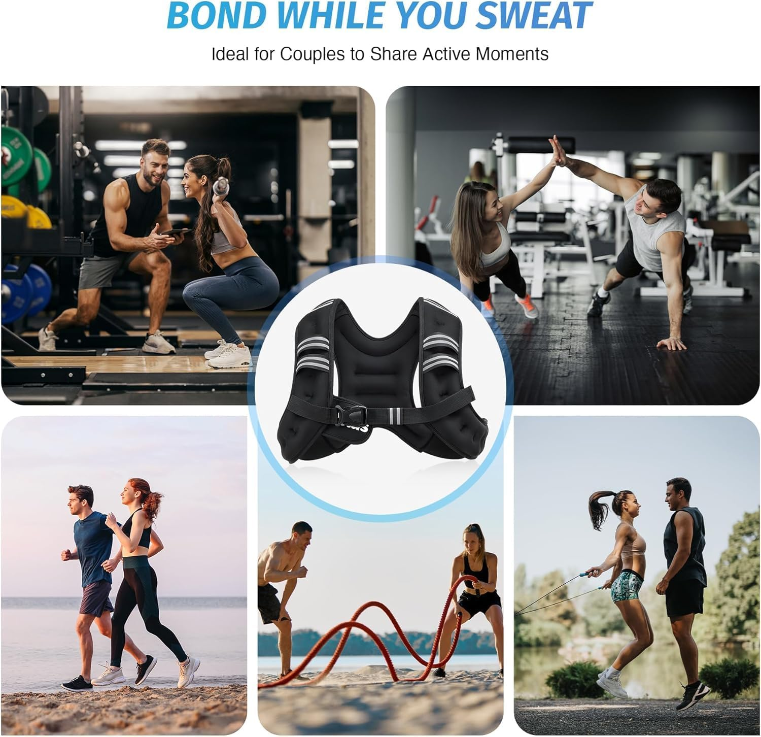 Weighted Vest for Men and Woman, 6Lb/8Lb/12Lb/16Lb/20Lb/25Lb/30Lb Weight Vest with Reflective Stripe for Workout, Strength Training, Running, Fitness, Muscle Building, Weight Loss, Weightlifting image number 2