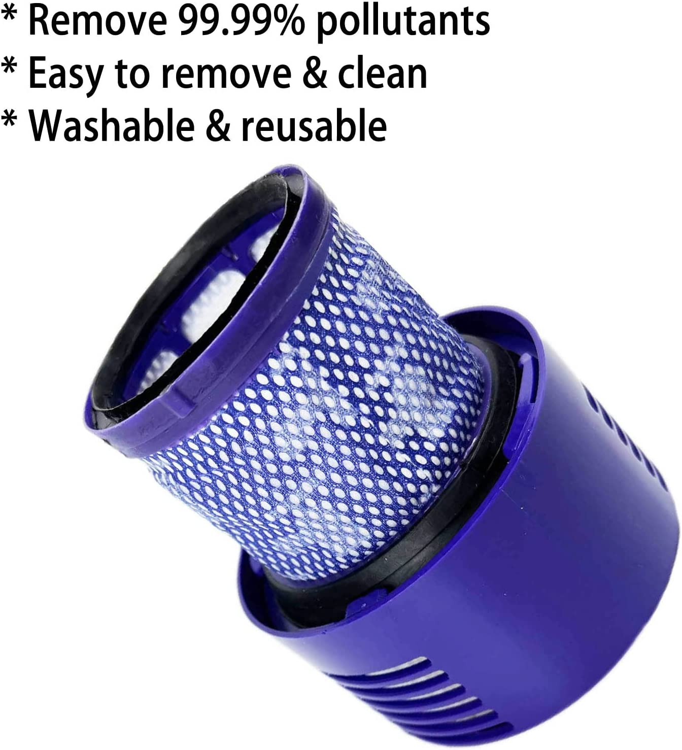 2 Pack HEPA Replacement for Dyson V10 Filter Cyclone Series, V10 Animal, Absolute, Total Clean and SV12 Vacuum Cleaner, Compatible with Dyson No. 969082-01 Filter Parts, Reusable and Washable