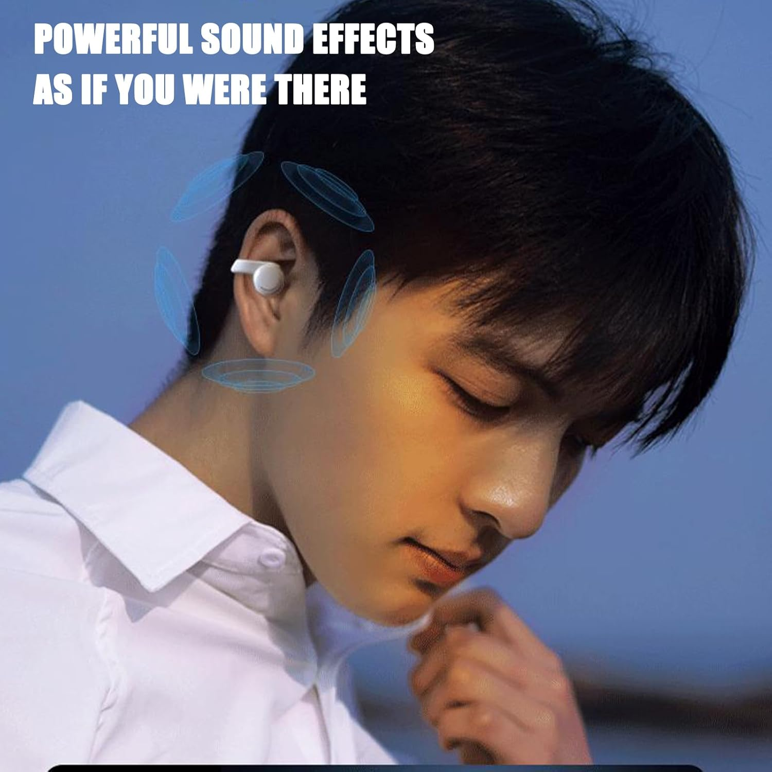 Rukjmqi Clip Ear Buds | Clip on Earbuds,Wireless Noise Reduction Bone Conduction Earphones for Sports Shower Cycling Swimming Workplace Game Running Outdoor image number 1