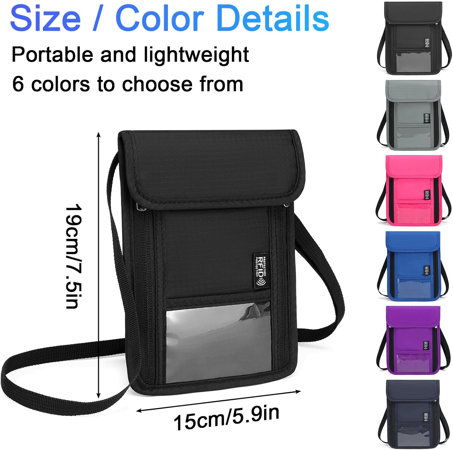 Ruiyuan Passport Wallet RFID Passport Holder Travel Essentials Travel Wallet and Passport Holder Travel Gifts Multiple Card Slots Can Be Carried Crossbody for Easy Carrying (Purple) - Deep Blue image number 4