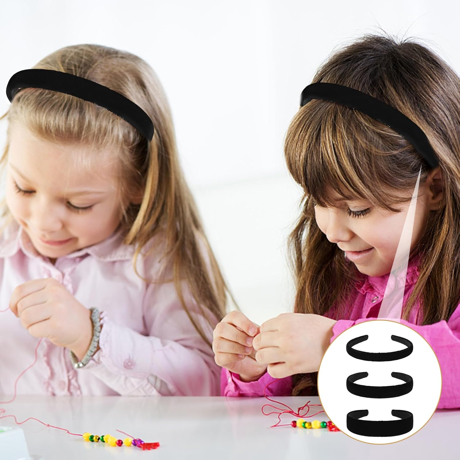 Pack of 3 Black Wide Velvet Headband Women'S Black Headband, Velvet, Headband Plain Non-Slip, Fashion Hair Accessories Girls for Christmas Gifts, a Birthday Gift, Leisure image number 1