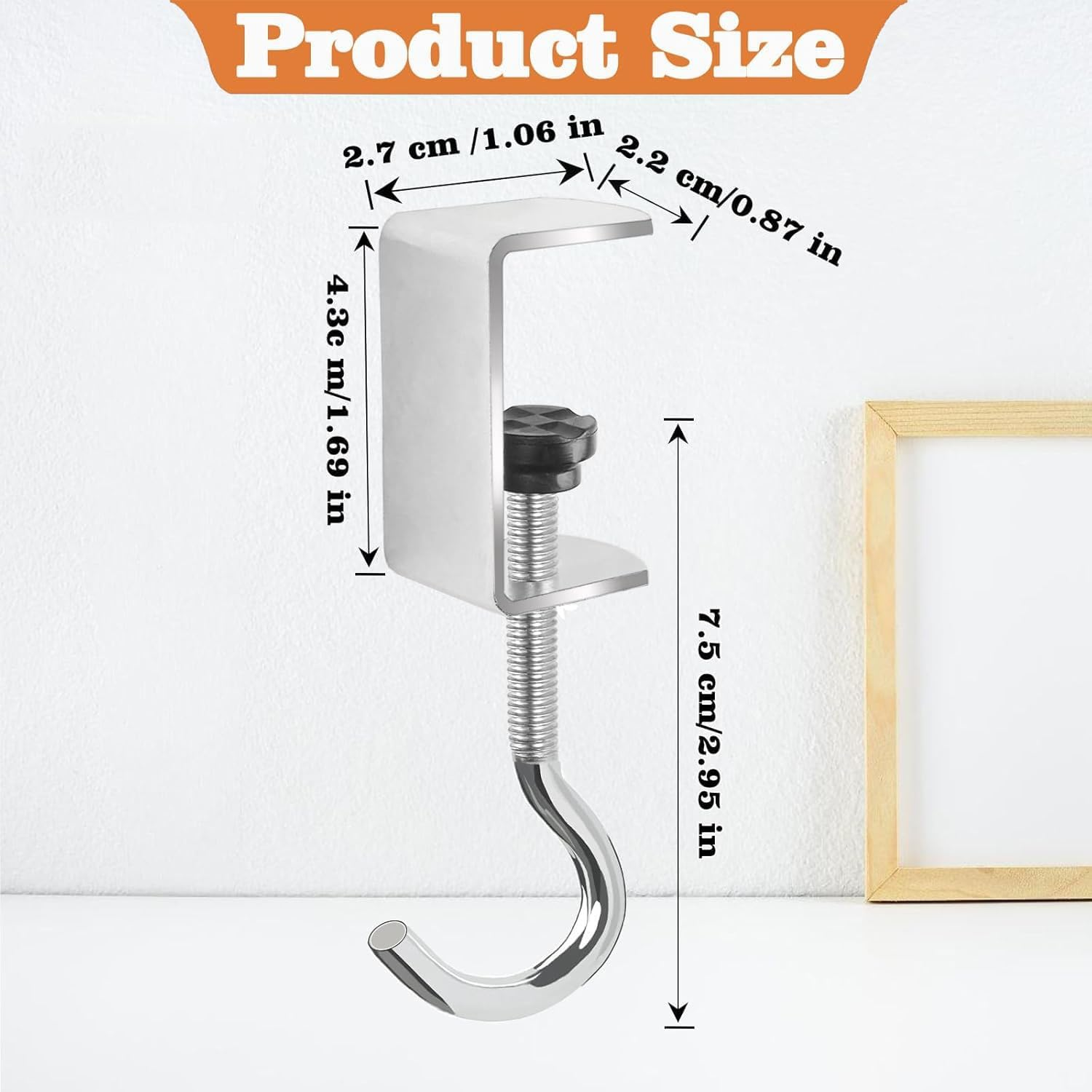 Shengsenfu Adjustable Desk Hooks for Table Metal Bag Holder & Purse Hook under Desk Clamp Hanger for Handbag Backpack Headphone Hat - No Drill Space Saving Hook for Desk Dorm Portable & Sturdy Design image number 5