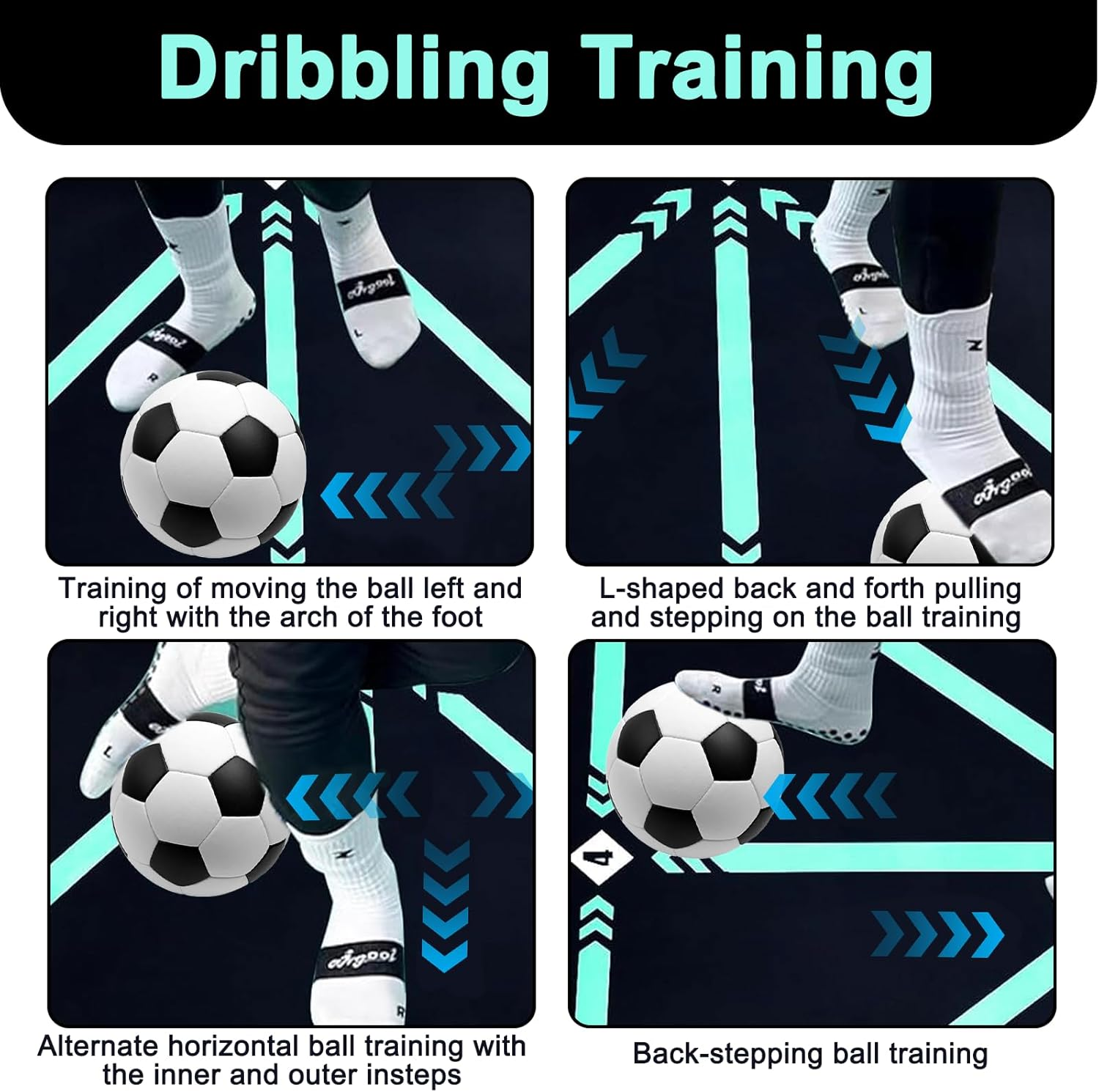 Tomtary Football Training Mat, Non-Slip Shock Mastery Mat, Large, Black image number 6