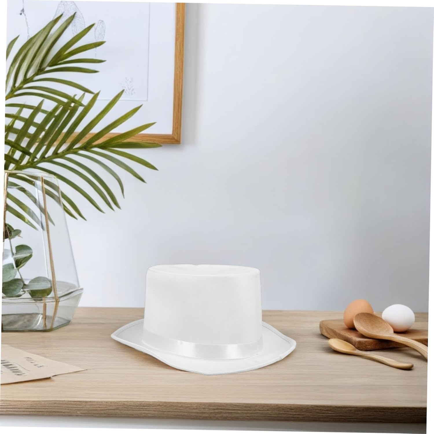 HEALEEP Magician'S Hat Classic Black Costume Accessory for Party for Masquerade Performance Events for Adults Dress up Retro Style Top Hat - White image number 4