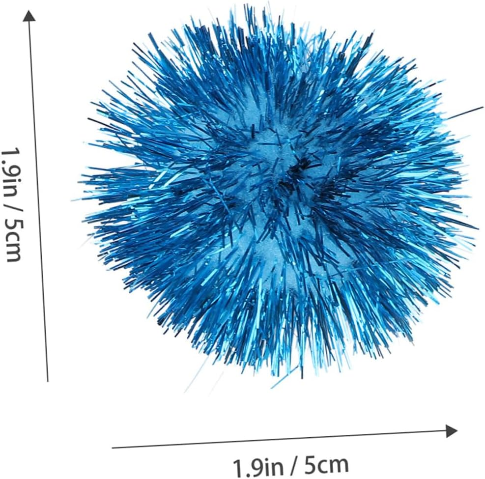 ANDRESLAD 18Pcs Cat Pom Balls Tinsel Pom Bite-Resistant Pet Ball Toy 5Cm for Cat Play and Teasing Interactive Indoor Toys Random Color image number 1