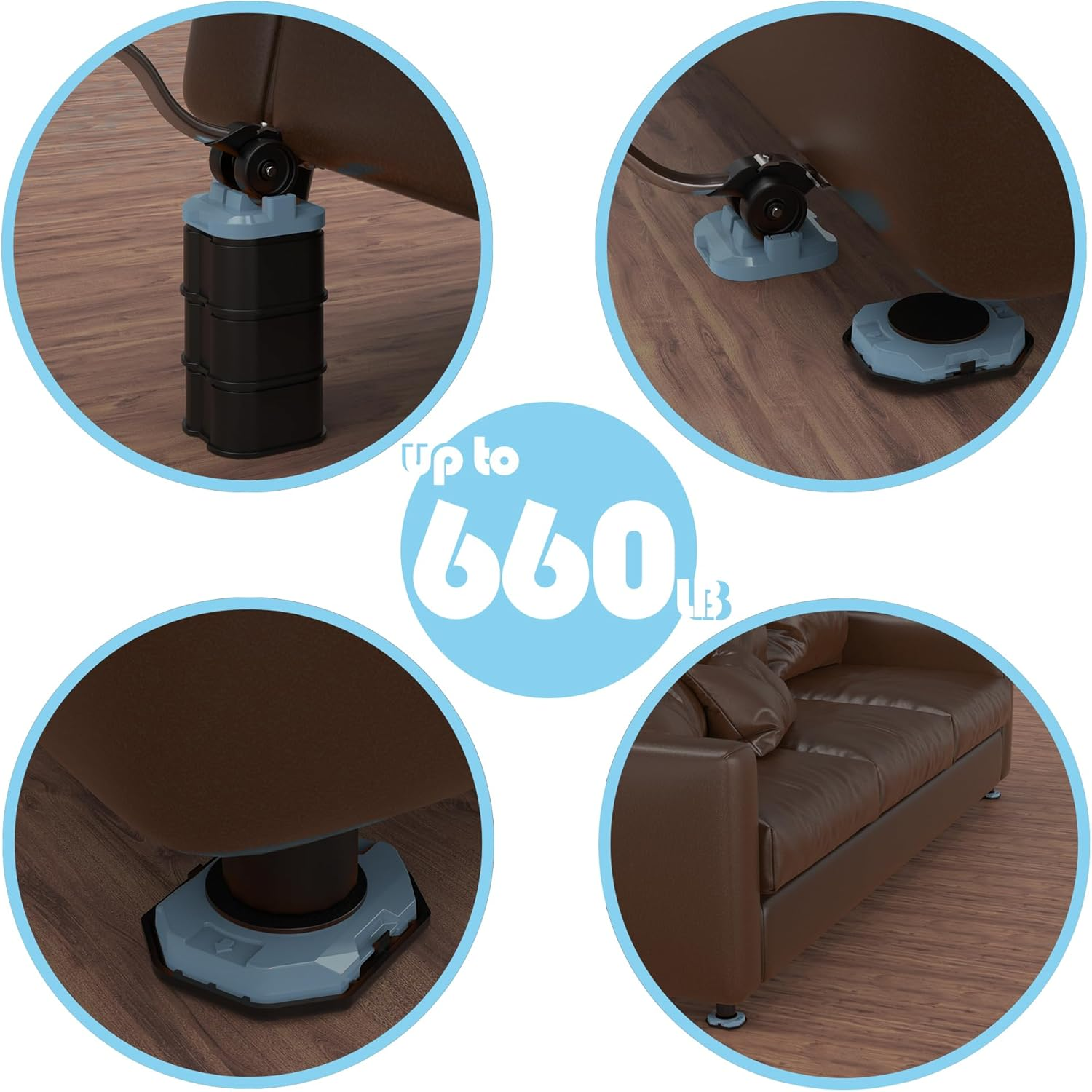 Furniture Lift Mover Tool, Heavy Duty Furniture Lifter and Movers Set with Sliders - Easily Move Heavy Items on Hardwood Flooring and Carpet (Grey Blue)