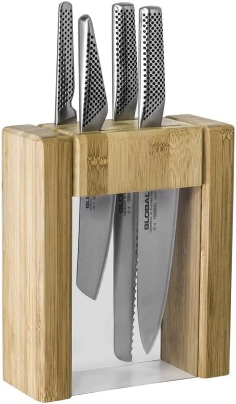Global Ikasu 7-Piece Japanese Knife Block Set, Made in Japan, Bamboo Storage Block image number 6