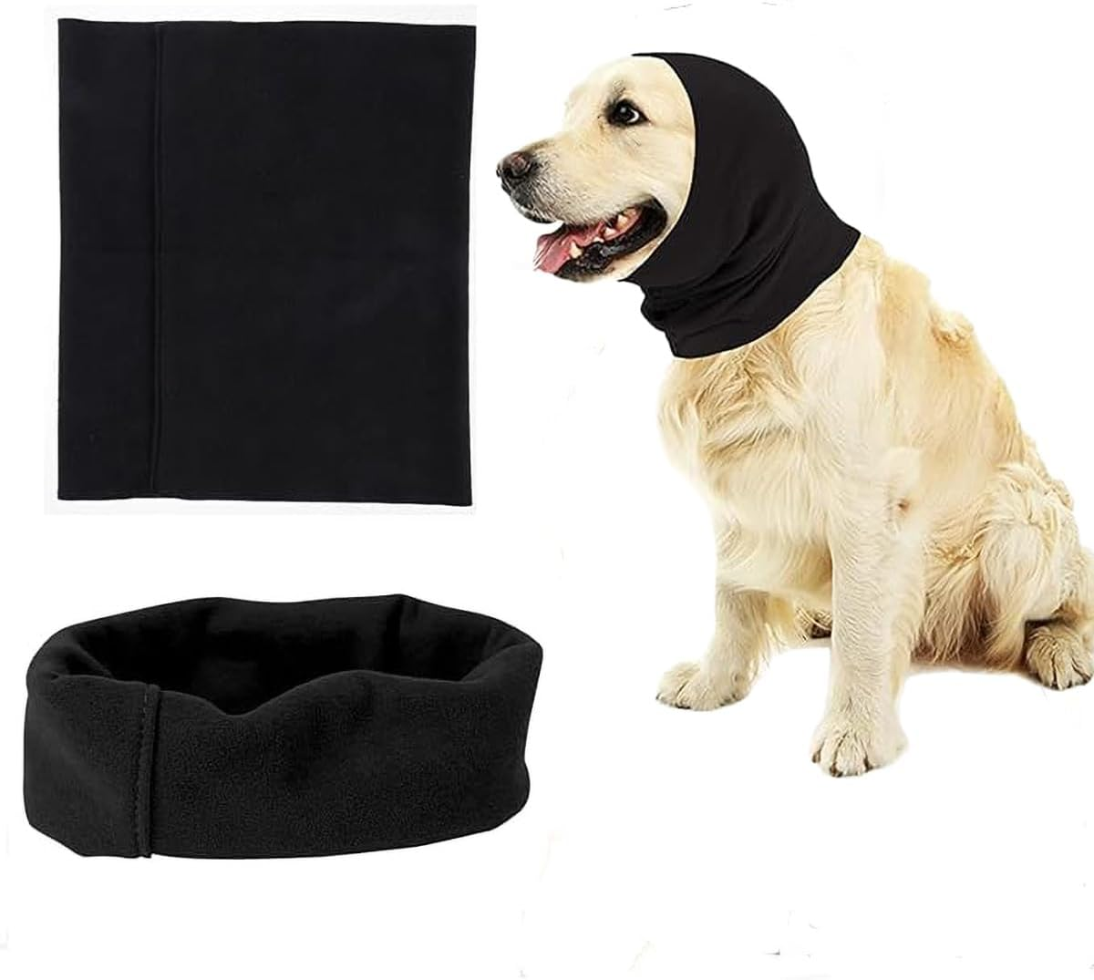Quiet Ears for Dogs, 2PCS Cat Dog Hoodies Hat for Noise Block Ear Protection and Recovery, the Grooming and Force Drying Miracle Tool for Anxiety Relief & Calming Dogs (Black, M) image number 2