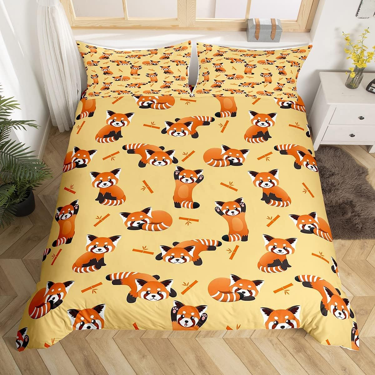 Homemissing Penguin Duvet Cover Set Cartoon Penguin Bedding Set for Kids Boys Girls Cute Animal Comforter Cover Lovely Funny Quilt Cover 3Pcs Double Size