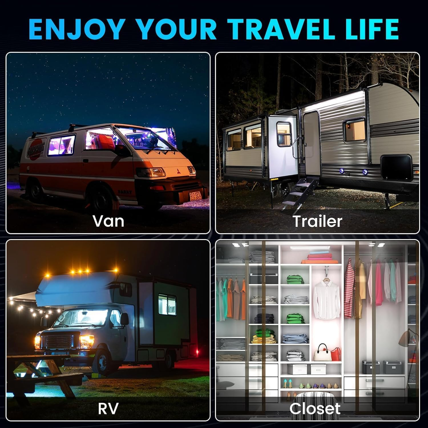 Lamptobe 12V Interior LED Light Bar 16W 168 Leds Universal DC RV 12V LED Strip Light with On/Off Switch Super Bright 6000K Van Lights Interior LED 12V for Camper Motorhome Boat- 2Pack image number 6